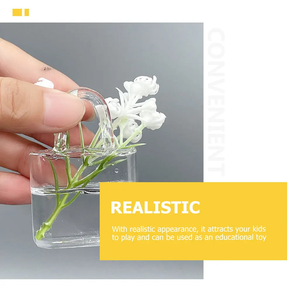 Mini vaso de vidro em formato de bolsa, leve, durável, tamanho pequeno, decoração de inteligência educacional para casa de brincar
