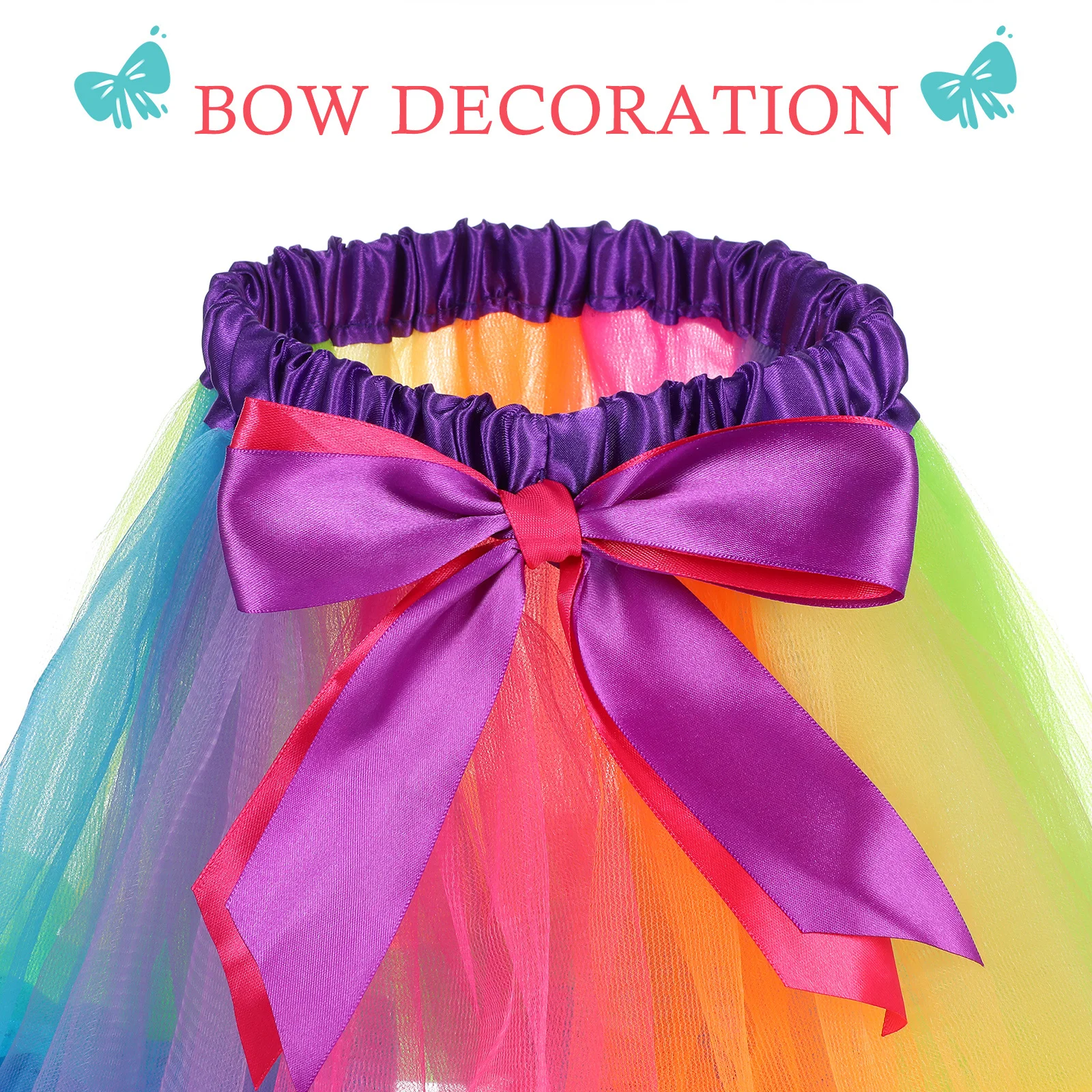 

Girls Rainbow Layered Tutu Skirt for Stage Ballet Party Favors 4-6 Years Old Princess Gift Elastic Waist Ruffle Tiered