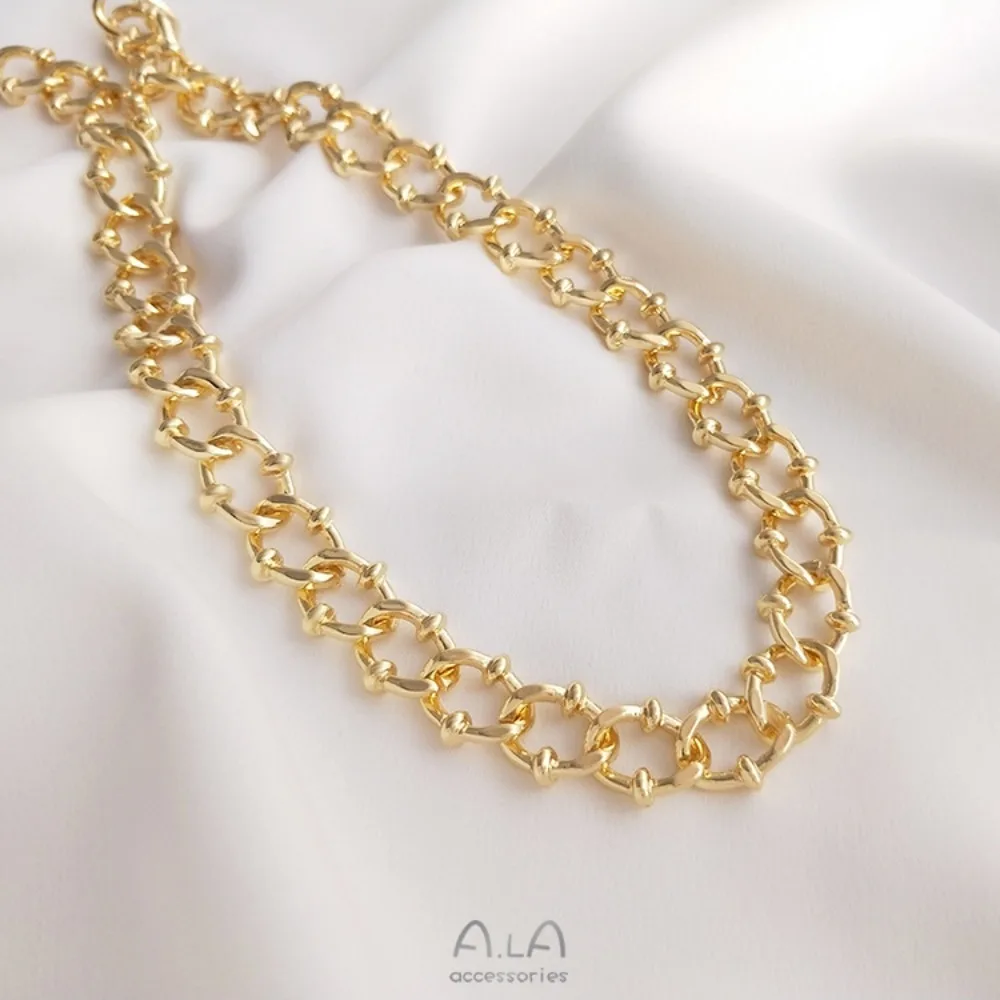 14K الذهب اللون جديد QQ سلسلة الأوروبية والأمريكية الرجعية الخام خام سلسلة سوار ذاتي الصنع قلادة مجوهرات اليدوية سلسلة فضفاضة