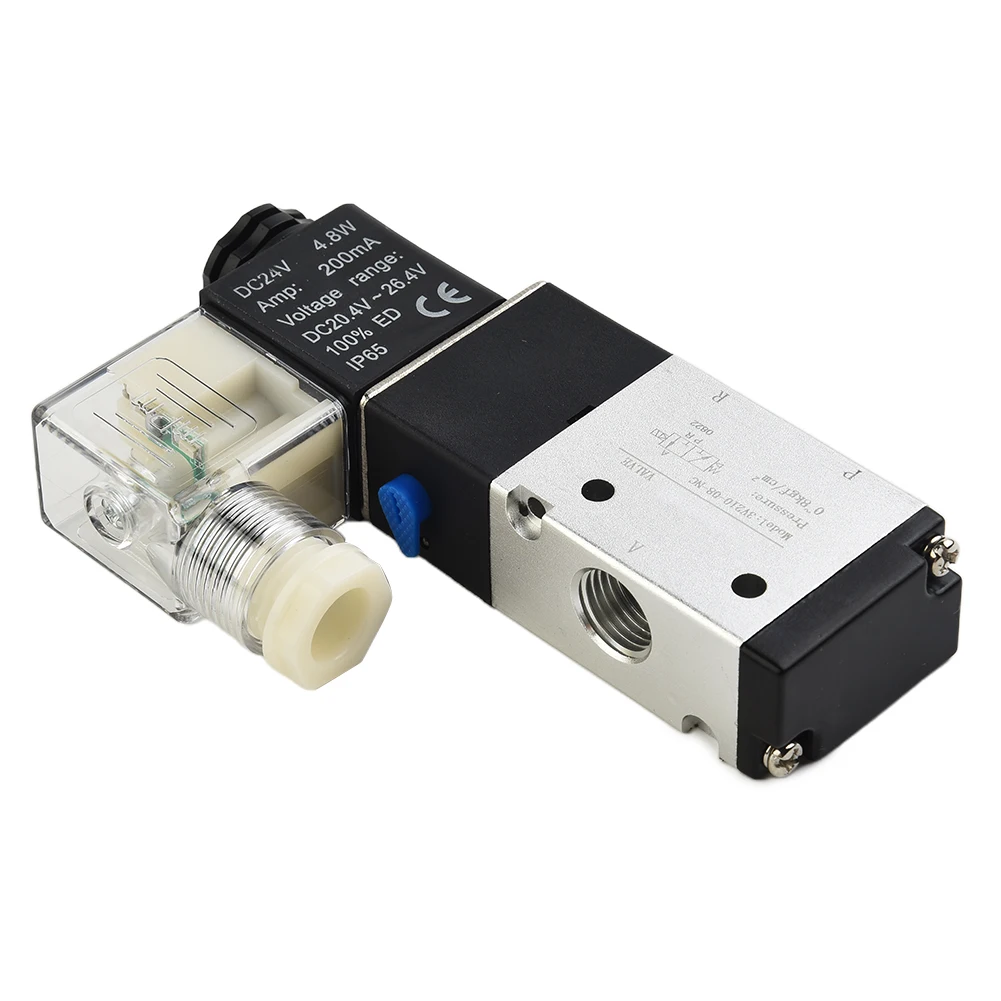 Pneumatic Solenoid Valve 3V210 08 Pneumatic Solenoid Valve AIRTAC Type 3 Way 2 Position 1/4 Port Aluminum Alloy