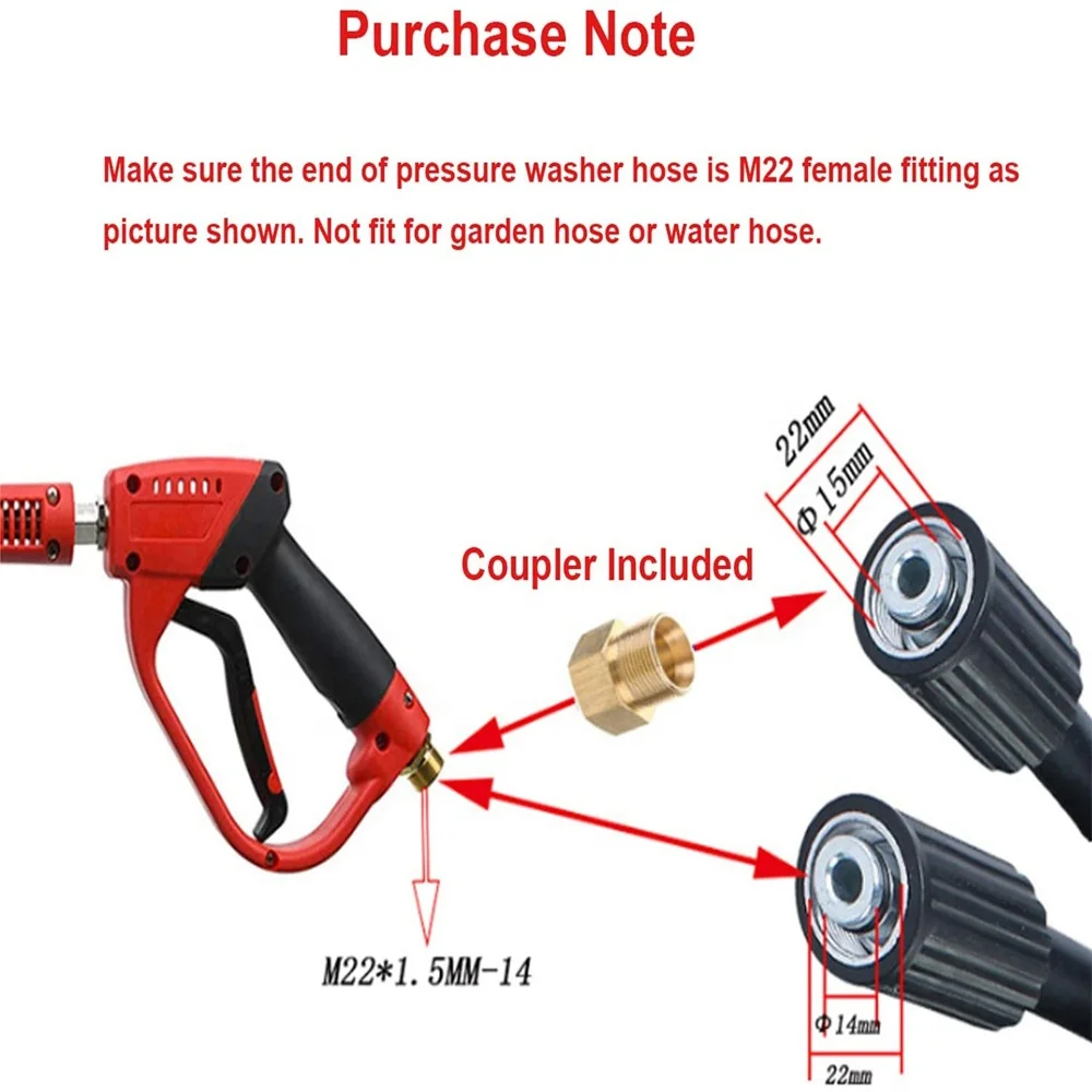 5000PSI High Pressure Washer Gun Extension Wand Power Washer Lance Spray Gun 5 Nozzle Window Cleaner