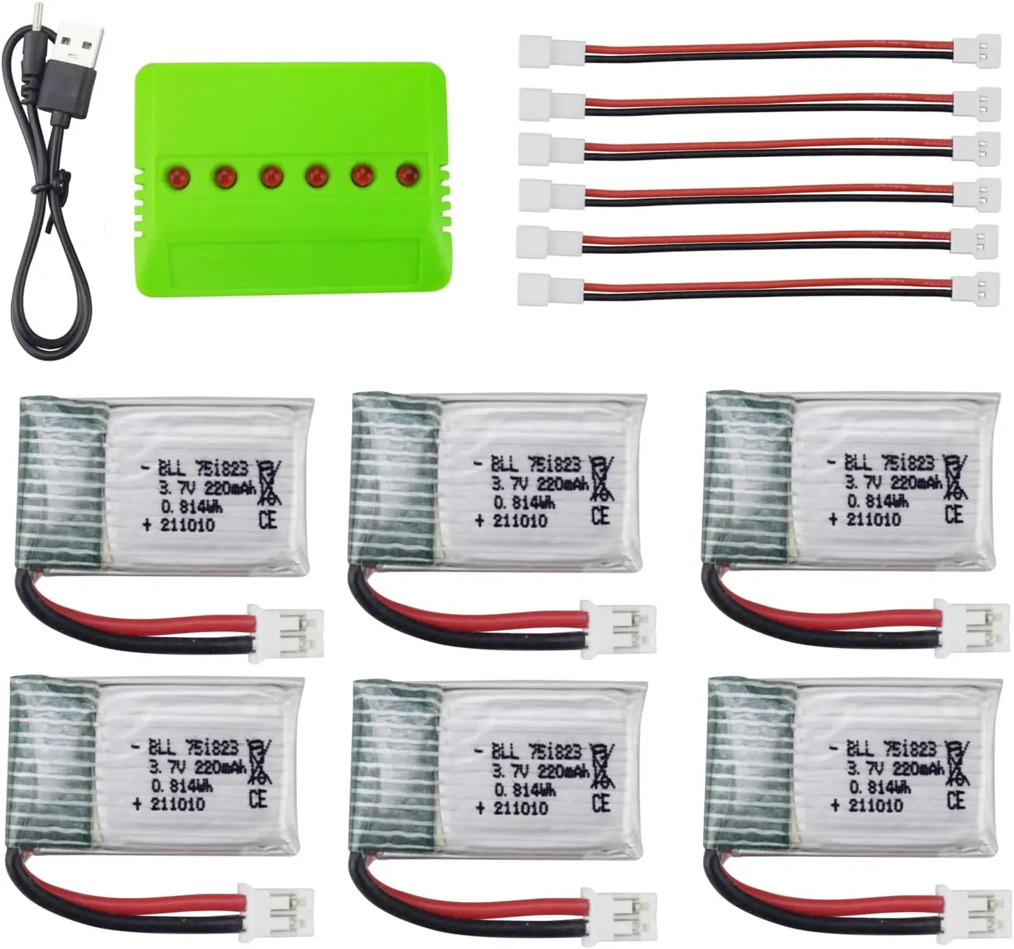 

3.7V 220mah 25C Lipo Battery + Charger for Hubsan X4 H107 F47 F180 E010 E010C E011 E011C E013 T36 NINHUI NH010 F36 H36 RC Drone