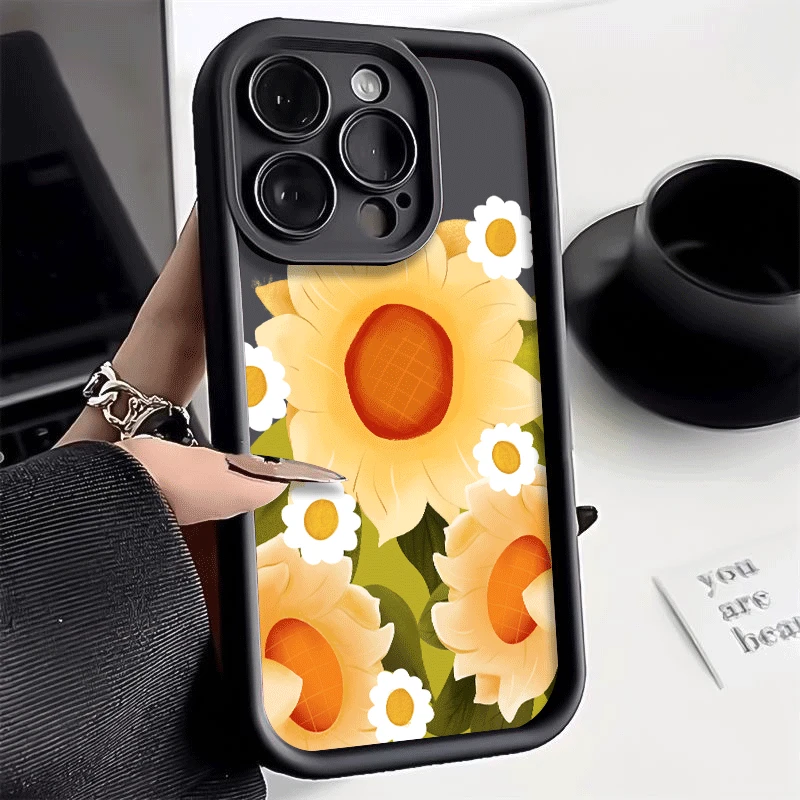 New Sun Flowers Silicone Phone Case For iPhone 15 14 13 12 11 Pro Max XS XR X 7 8 Plus SE Bumper Soft Protectiou cover