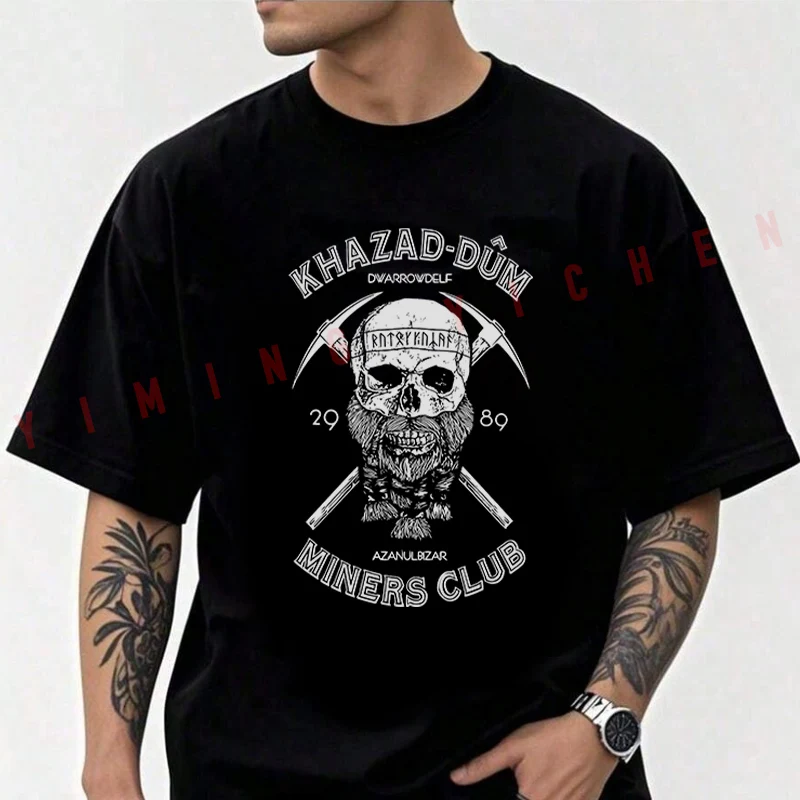 

Men's Moto Cotton T-Shirt Dum Miners Club Design Tshirt Adventure Casual O-Neck Top Tee