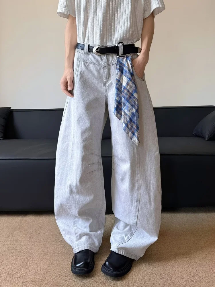 

Ropa Y2K 2021, модные белые мешковатые плиссированные джинсы, брюки для мужчин, одежда, прямые повседневные роскошные хлопковые брюки Moda Hombre