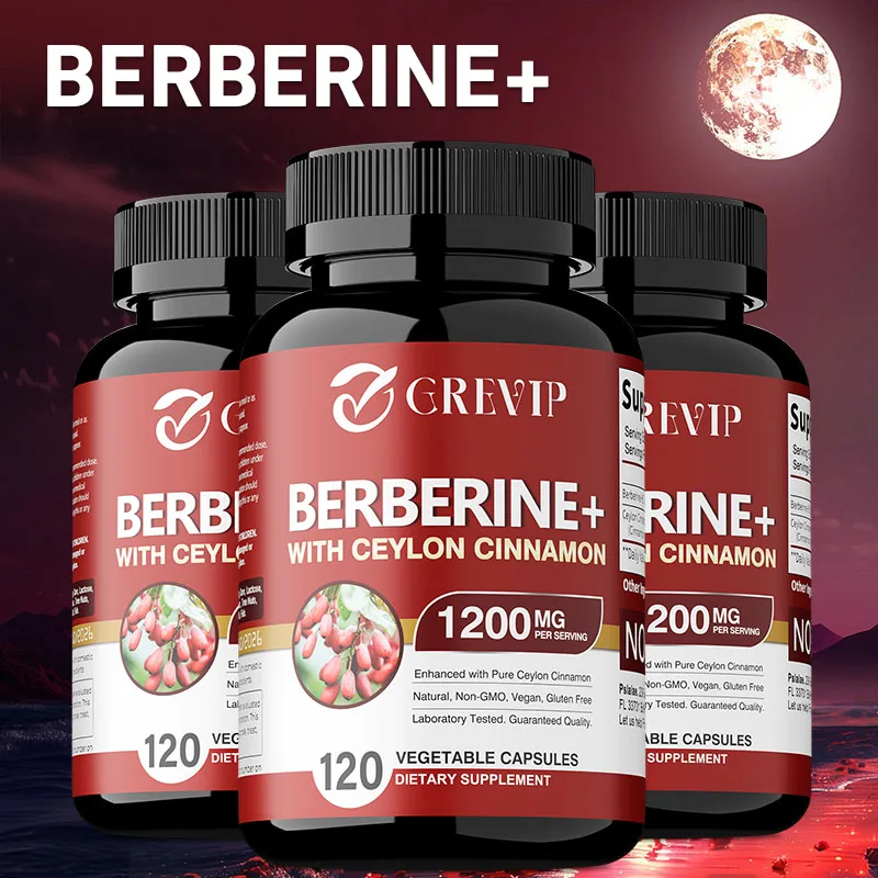 

Berberine with Ceylon Cinnamon Capsules - Supports Heart Health, Gastrointestinal Health, Digestion Support, Immune Support