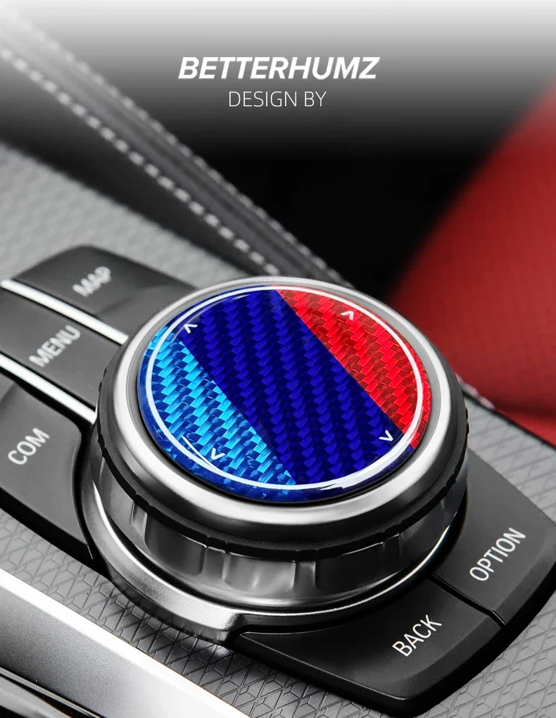Echte Carbonfaser für BMW X3 G45 G48 F25 X5 F15 F20 F30 G01 G20 G22 G60 G30 F10 I3 Auto Multimedia-Drehknopf Zierleisten Aufkleber Zubehör – Detail 1