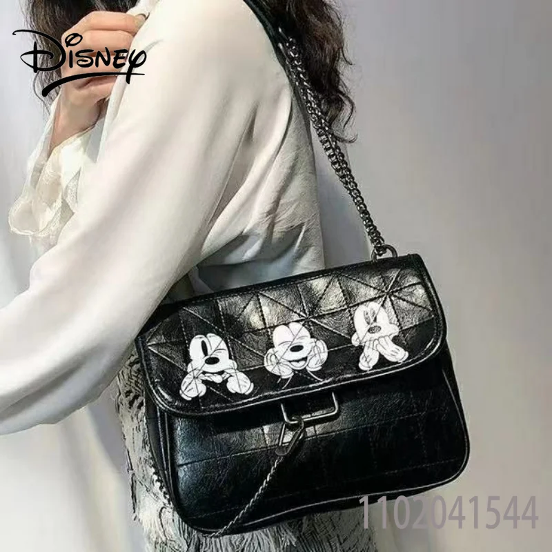 Disney Women\'s Bag Mickey Mouse Large Capacity PU Soft Leather Shoulder Bag for Girl Kids Men Wallet Purse