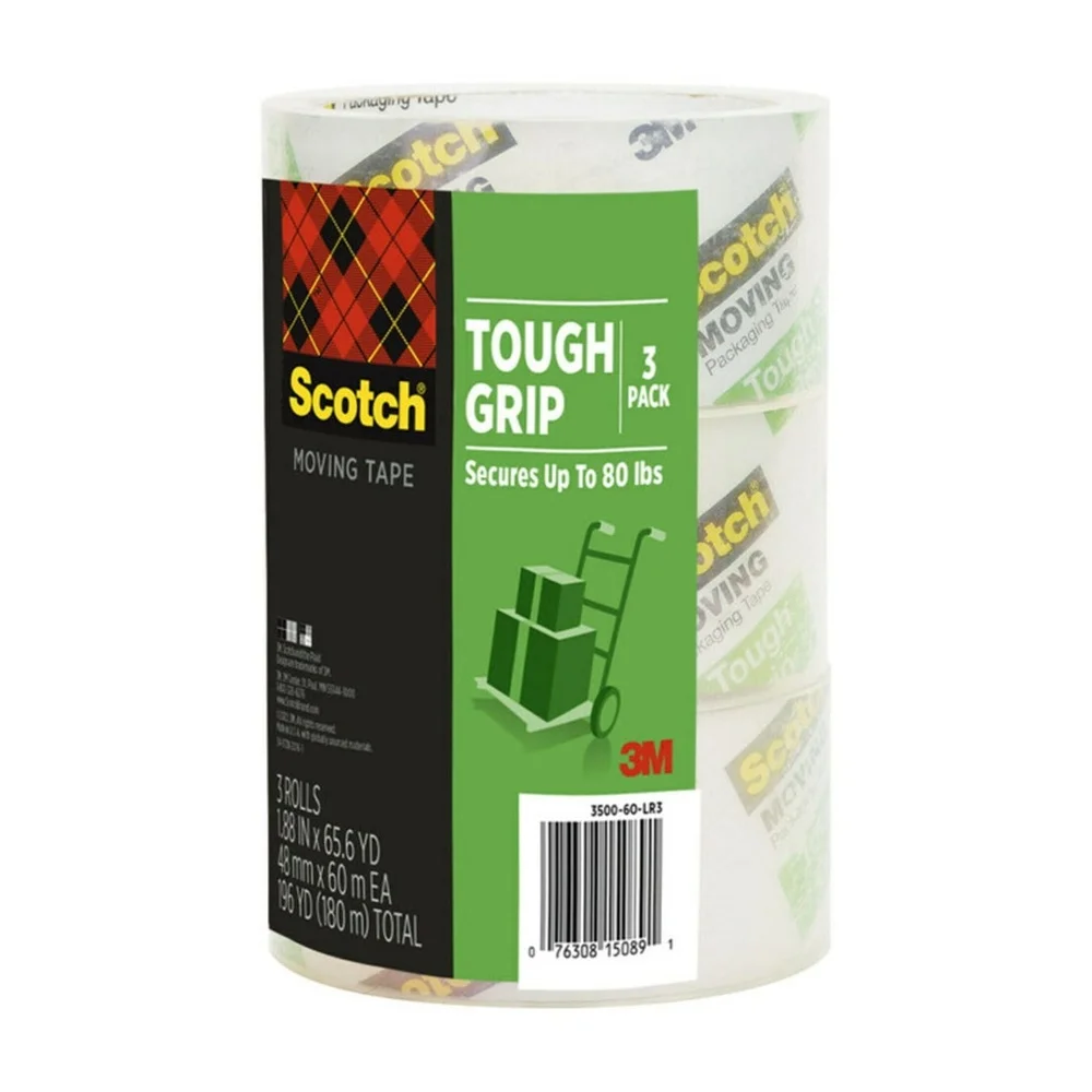 강력 접착 투명 포장 테이프 3롤 1.88인치 x 65.6야드 내구성 있는 상자 밀봉 테이프 무거운 물건 이동용