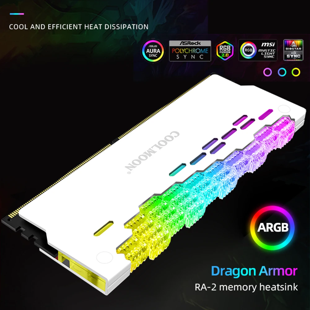 

COOLMOON RA-2 RAM PC Memory Bank Радиатор-кулер ARGB Красочный распределитель тепла