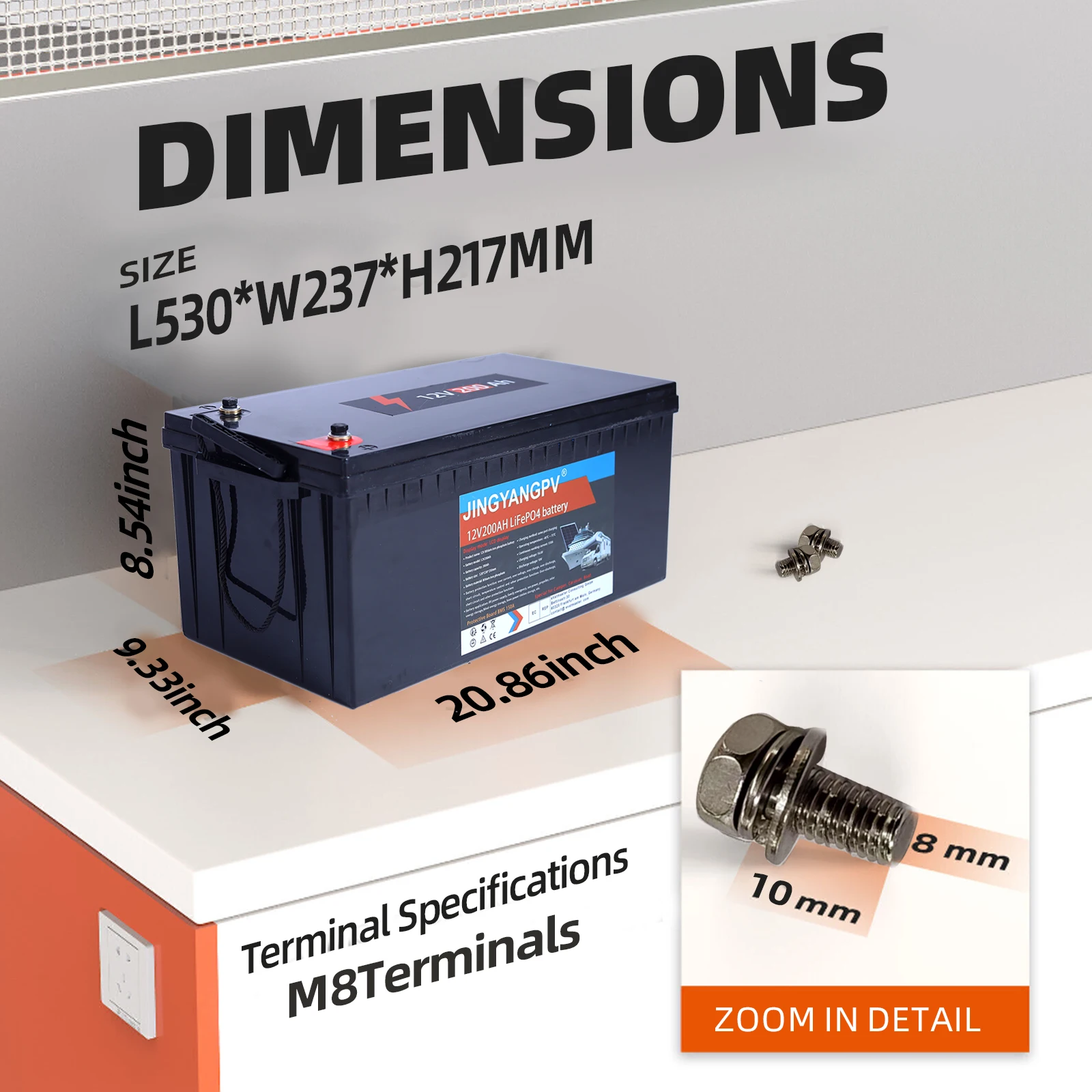 Jingyang 12V 100Ah 150Ah 200Ah Lithium LiFePO4 Battery Built-in 100A BMS 4000 Deep Cycle Lithium Batteries Solar Power System