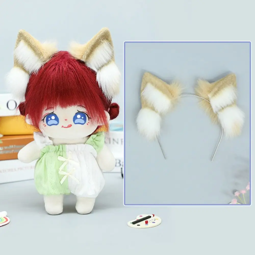 Hairband 20cm Doll Headwear Ear Cat Wolf Ears Tails Idol Doll Headwear Cat Ear Soft Black White Headwear for Cotton Doll view 2