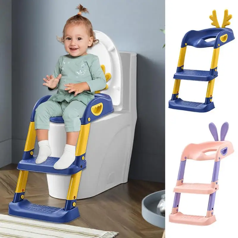 Children's Step Toilet Seat Ring Baby Boys And Girls Toilet Folding Stand Step Stool Ladder Bathroom Accessories Safe Potties