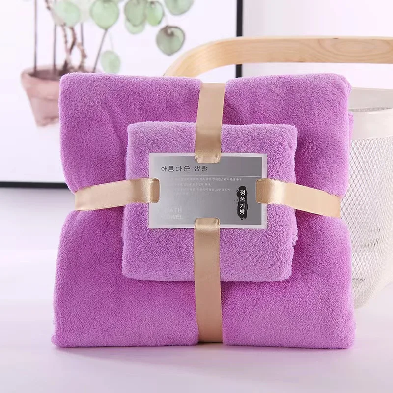 Superzachte badhanddoek set van koraalfluweel zeer absorberend sneldrogend_voghion.com