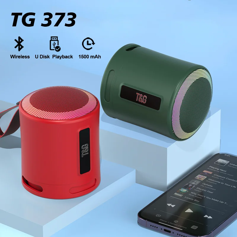 TG373 RGB Wireless Bluetooth-Compatiable Speaker Outdoor Subwoofer Colorful Light TWS Audio Music Center System Support TF Card