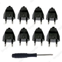 8pcs EU European Plug with Screwdriver 2 Pin Male AC Electric Power Socket Adapter 110V~250V Rewireable Extension Cord Connector