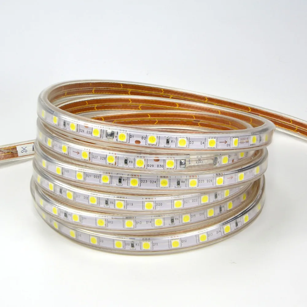 Dimmable LED Strip Light 5050 60LEDs/m 220V Outdoor Waterproof LED Ligths String With Dimmer / EU Plug Kitchen Decor Led Tape