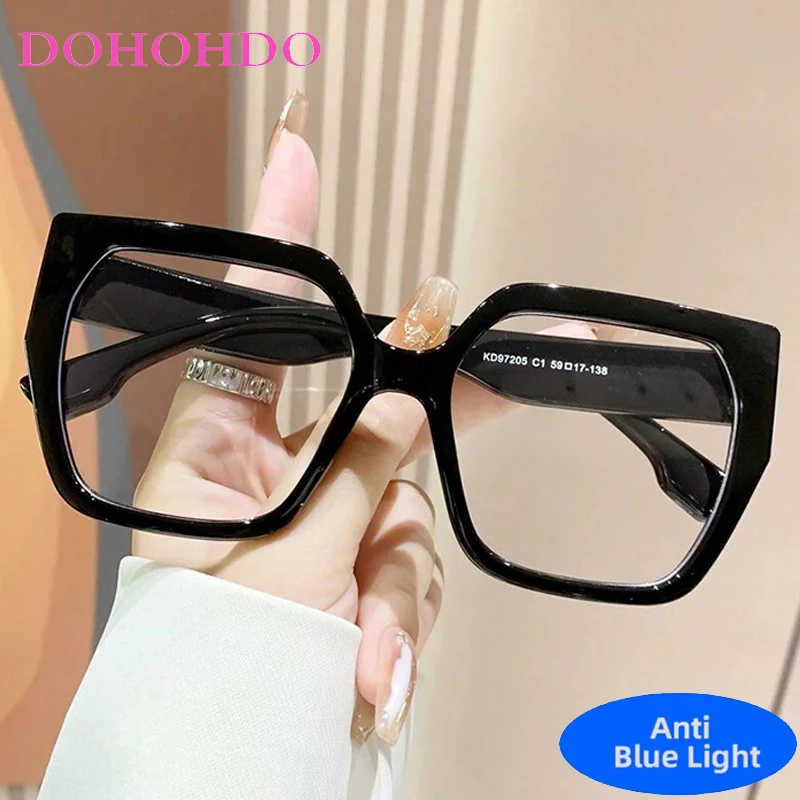 

Brand Designer Retro Luxury Big Square Eyeglasses Men Women Computer Anti Blue Light Glasses Fashion Classic Reading Eyeglasses