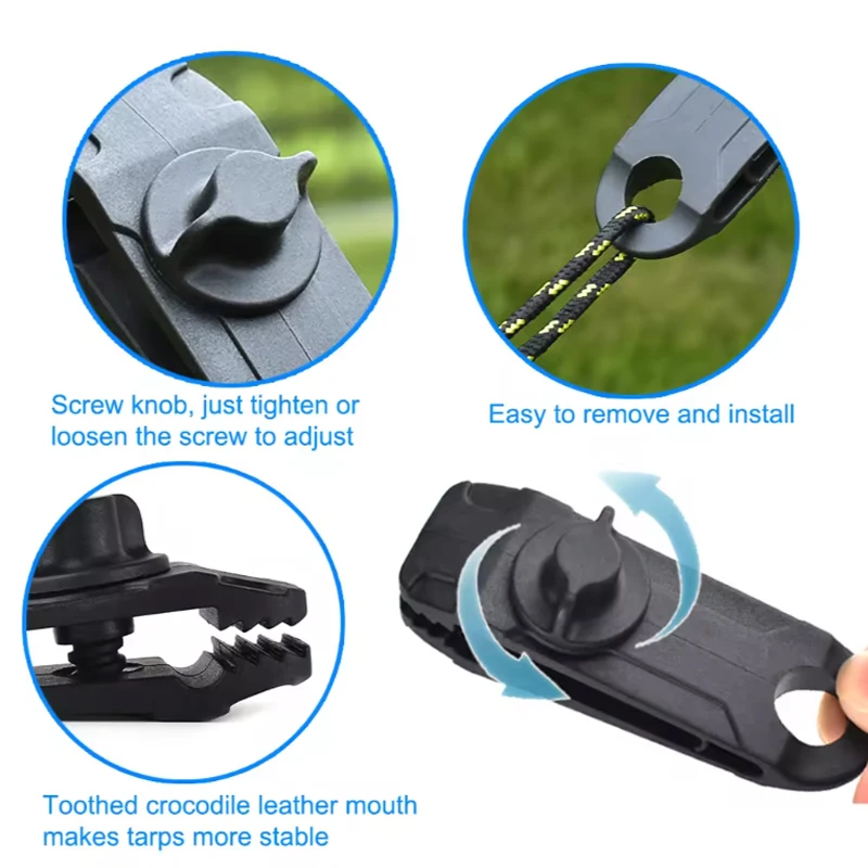 Outdoor Tent Installation Wth Pull Points Shark Clips Camping Canopy Hooks Tent Clips Windproof Belts Inverted Hook Clips