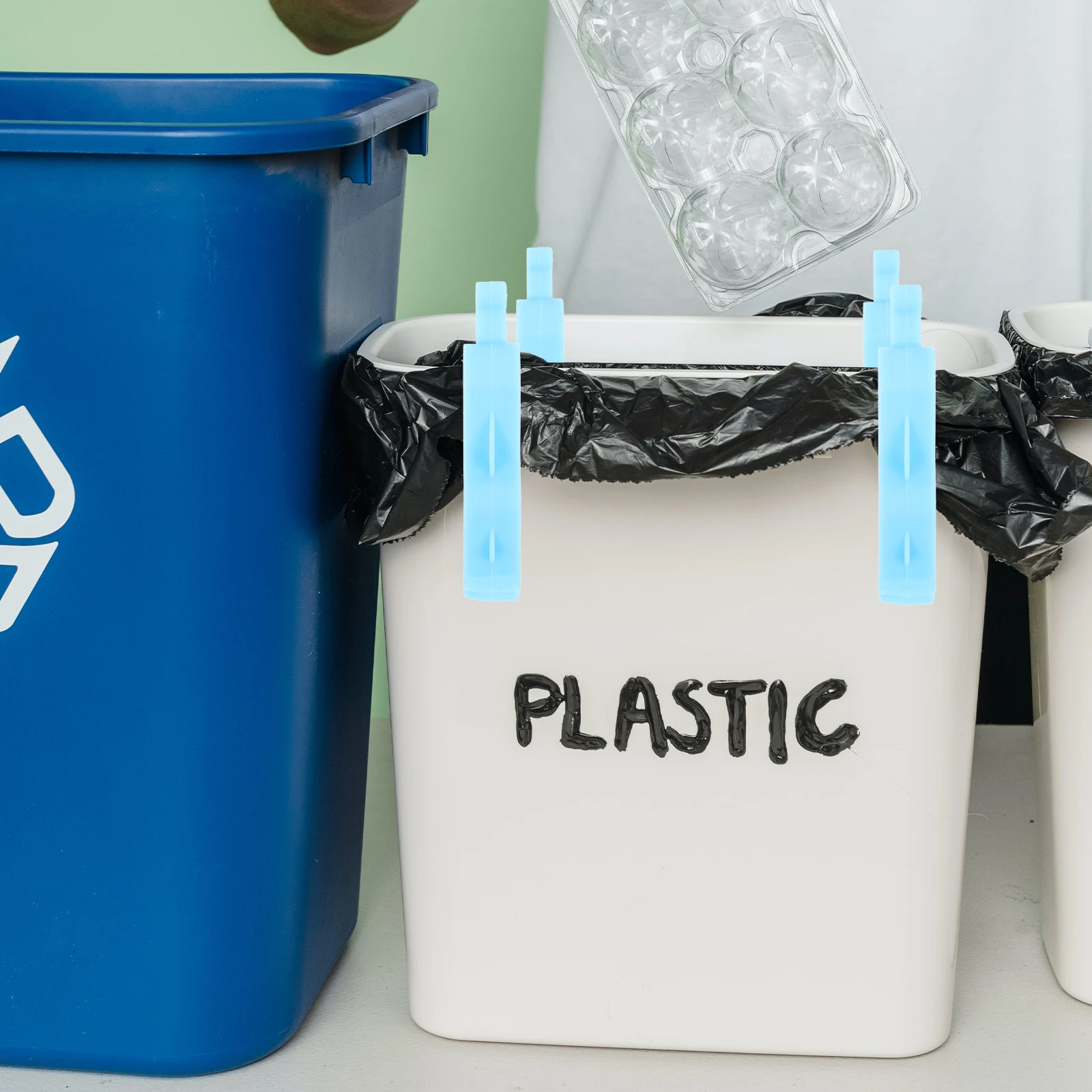 

20 Pcs Garbage Bag Clips Plastic Trash Bin Fasteners Blue Waste Basket Clamps Durable Easy To Use Home Hotel Restaurant