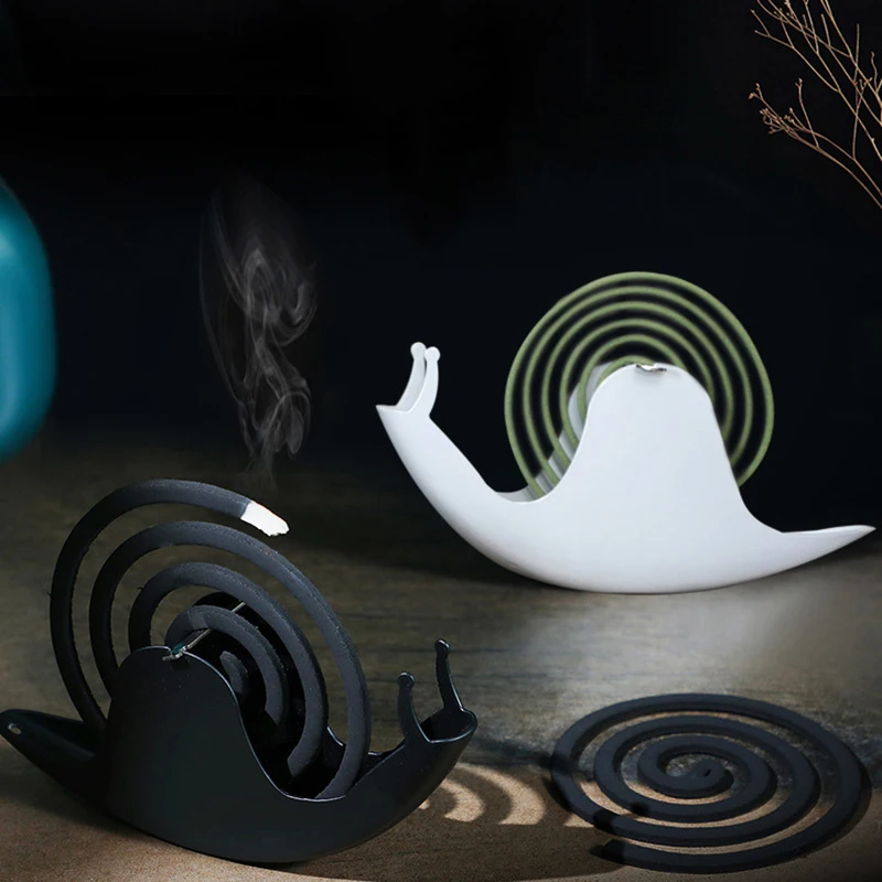 1pc Cute Snail Shape Mosquito Coil Incense Holder Shelf Retro Iron Metal Stand Ornament for Home Bedroom Decoration