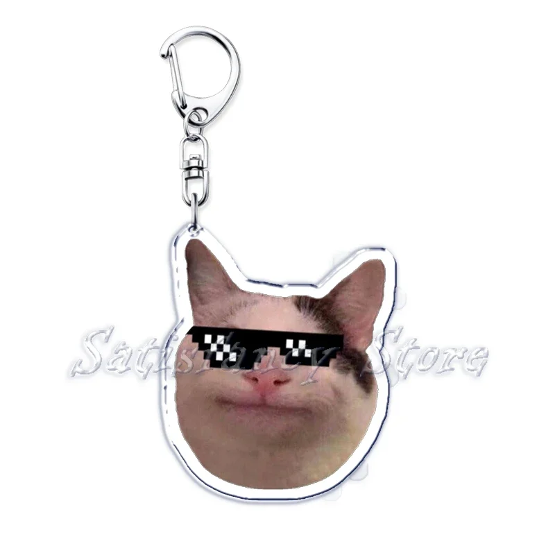 Cute Fun Bread Cat Funny Meme Key Chain Keychains Ring for Accessories Bag Pendant Keyring Jewelry Fans Love Gifts