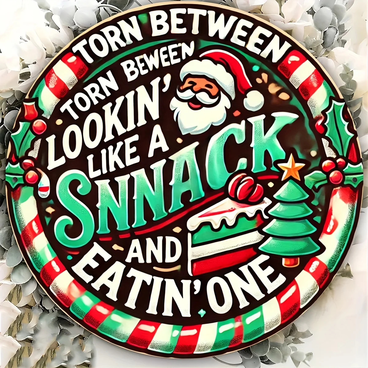 قطعة واحدة من لافتة فنية جدارية معدنية لعيد الميلاد مقاس 8 × 8 بوصات - ديكور من الألومنيوم لغرفة النوم والمطبخ والمطعم والبار والمنزل والحديقة #1