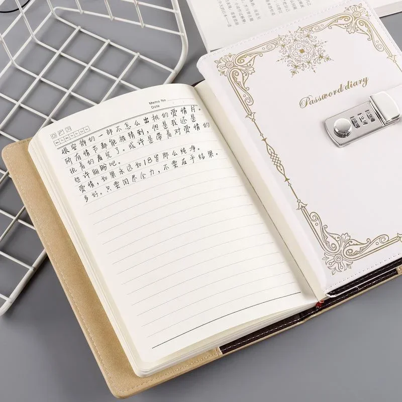 A5 Creative Password Book Stationery Personal Diary Vintage Notebook with Lock School Office Supplies Writing Pads and Journals