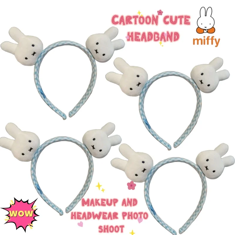 Nueva Diadema de Conejo Miffy de Alta Calidad, Creativa y Combinable con Todo, Diadema de Dibujos Animados para Lavar la Cara, Accesorio para Maquillaje, Disfraz y Fotos