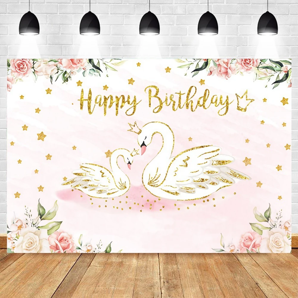 Princess girl's Birthday Swan Photography Background Baby Shower Flower Ballet Party Decor sfondo Photo Studio Photocall Prop