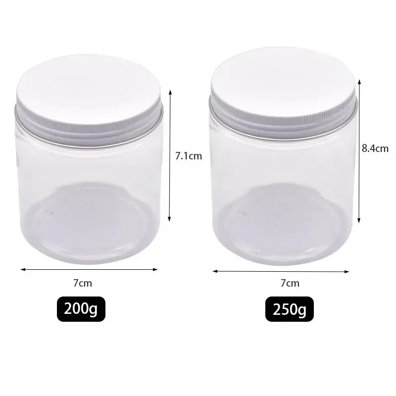 12pc 200/250ml Clear Plastic Jar With Pink Aluminum Lids Empty Face Cream Cosmetic Container Gold Travel Refillable Bottles Box