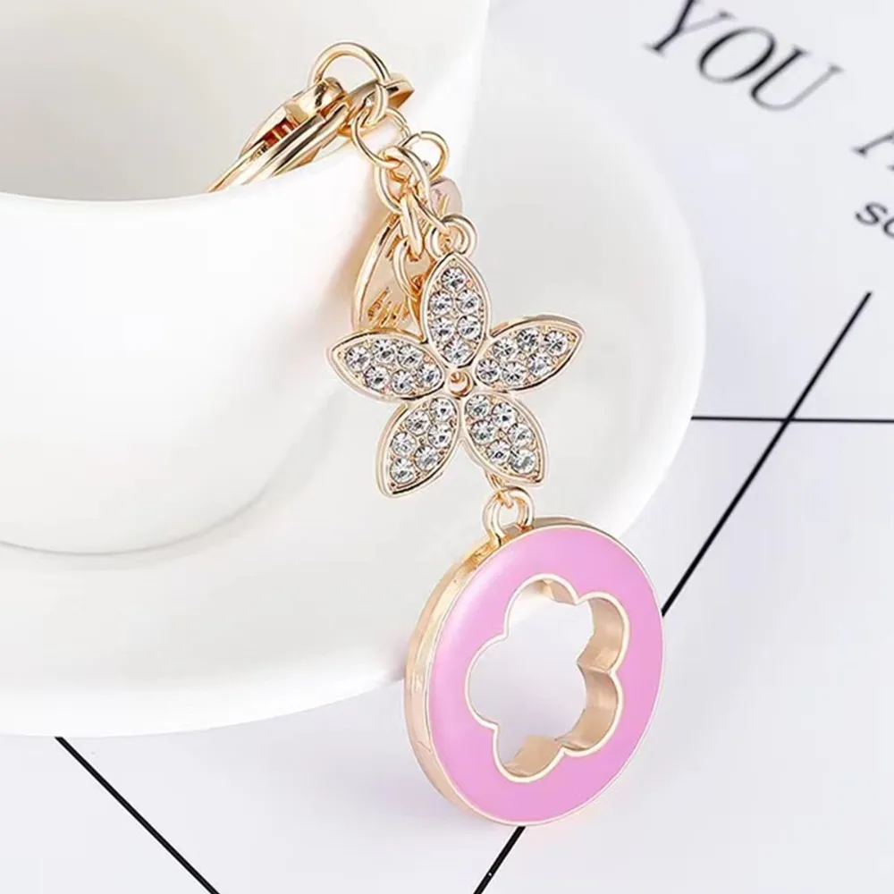 Alloy Flower Keychain Durable Fashion Multipurpose Luxury Keychain Portable Rhinestone Pendant Keyring Bag