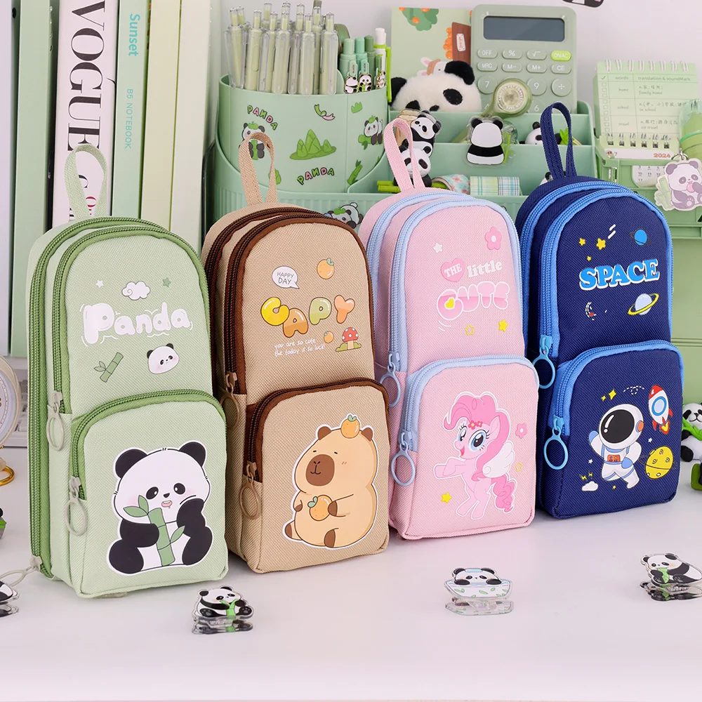 Cute Cartoon Capybara Pencil Case Unique Large Capacity Pencil Bag Aesthetic Stationery Fashion Durable Zipper Pencil Pouch