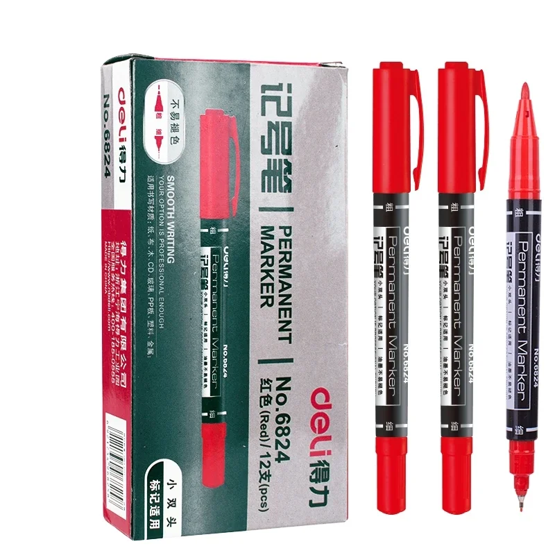 Imagem -02 - Impermeável Double-head Paint Markers Pen Tinta Fina Nib para Escrita Desenho Papelaria Material Escolar Estudante 0.5 mm mm 12 Pcs por Caixa