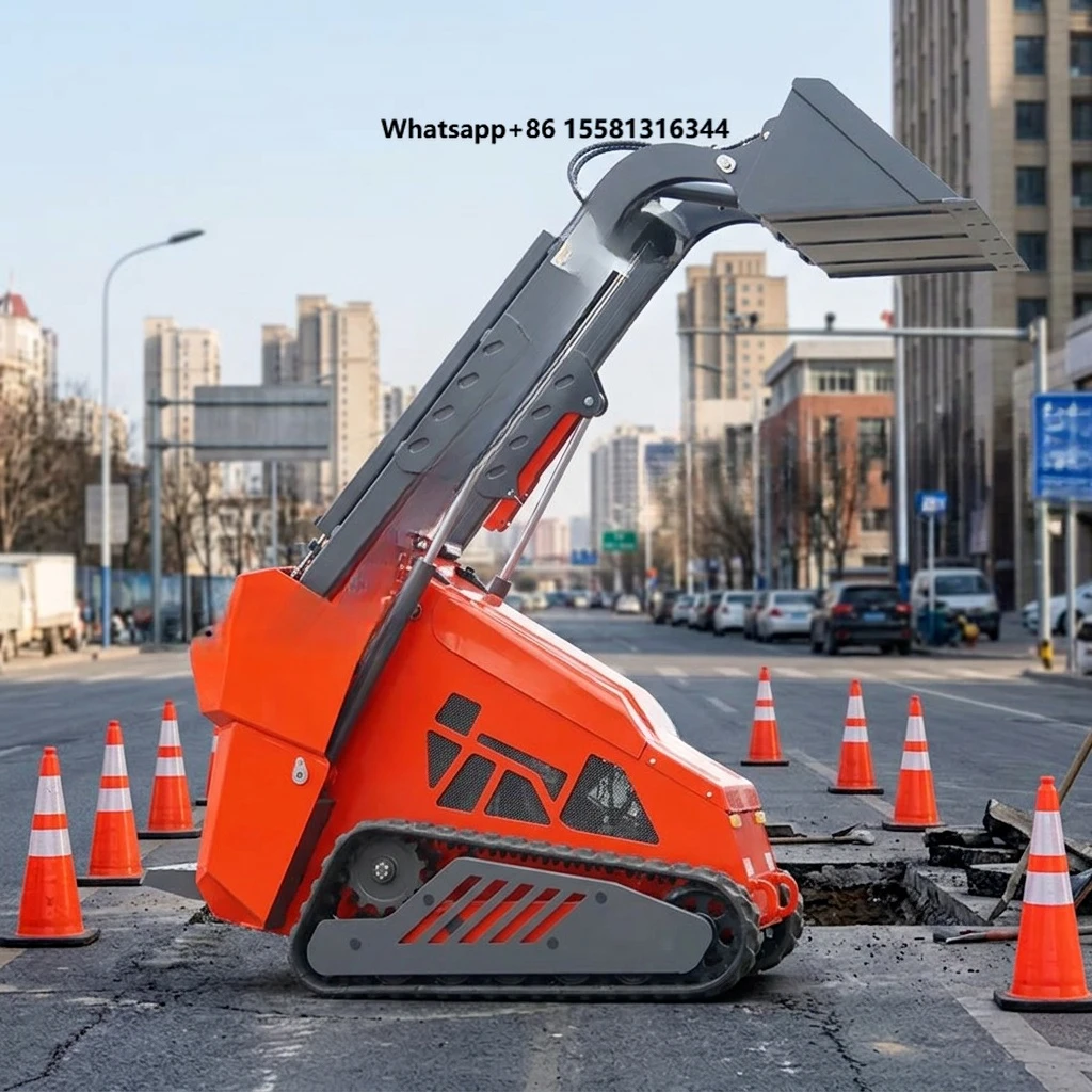 CE Approved New Small Mini Garden Loader Track Mini Skid Steer with Rotary Plow Bucket Trencher Attachments