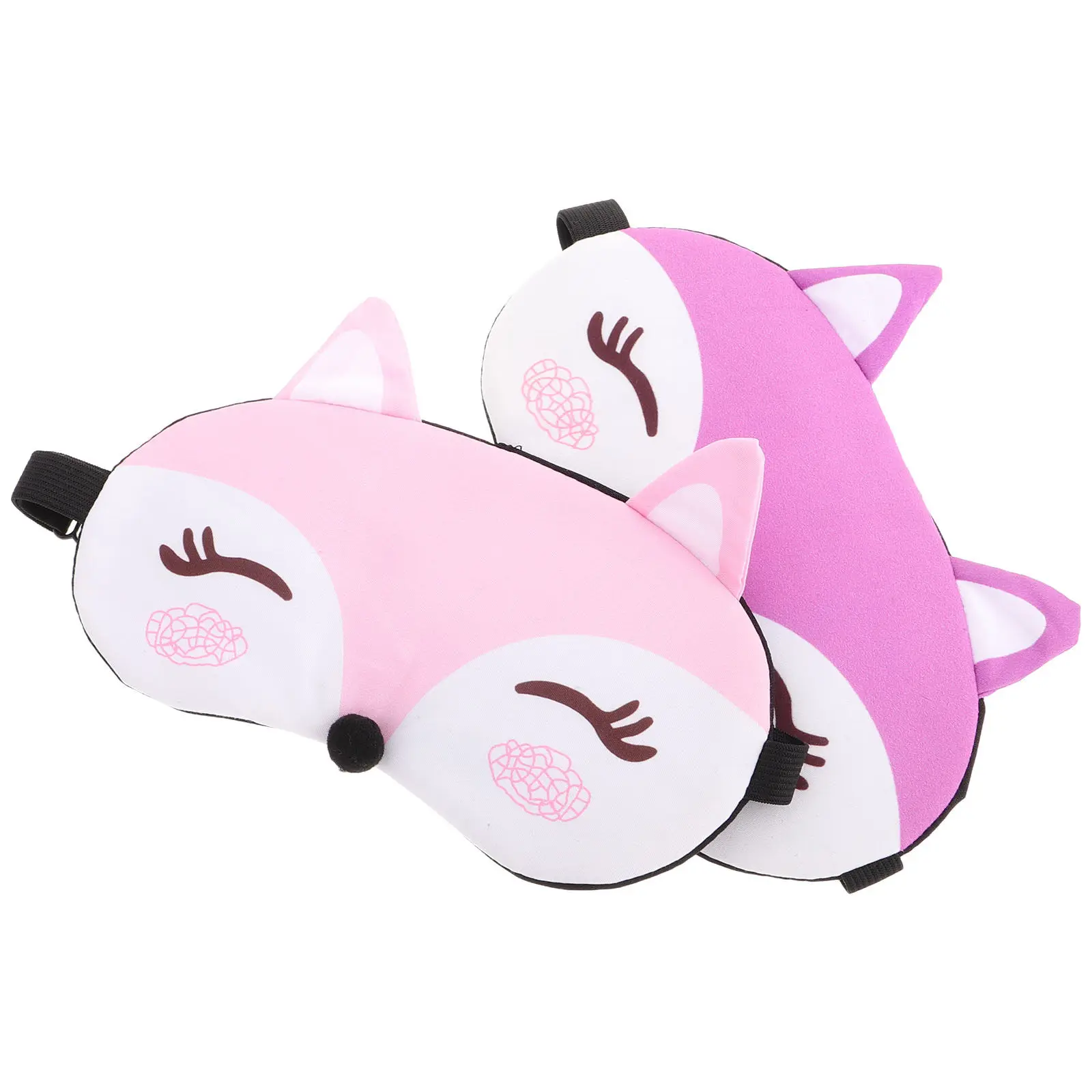 

2Pcs Fox Sleep Mask Cute Cartoon Animal Eye Cover Soft Comfortable Blindfold Adjustable Strap Fox Sleep Mask