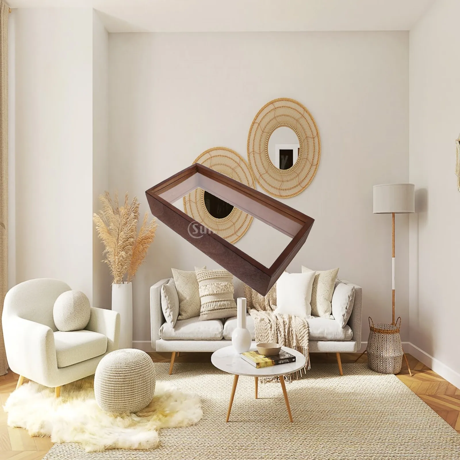 Deep Wooden Shadow Box Frame Decorative Wall Picture Frame for Tabletop Photos and Flower Displays