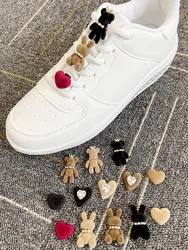 clipe calcado fivela sapatos femininos cadarços decoracao acessorios femininos Kawaii urso coelho sapato decorações diy strass cadarços encantos de veludo fivelas sapato acessórios para tênis meninas presentes