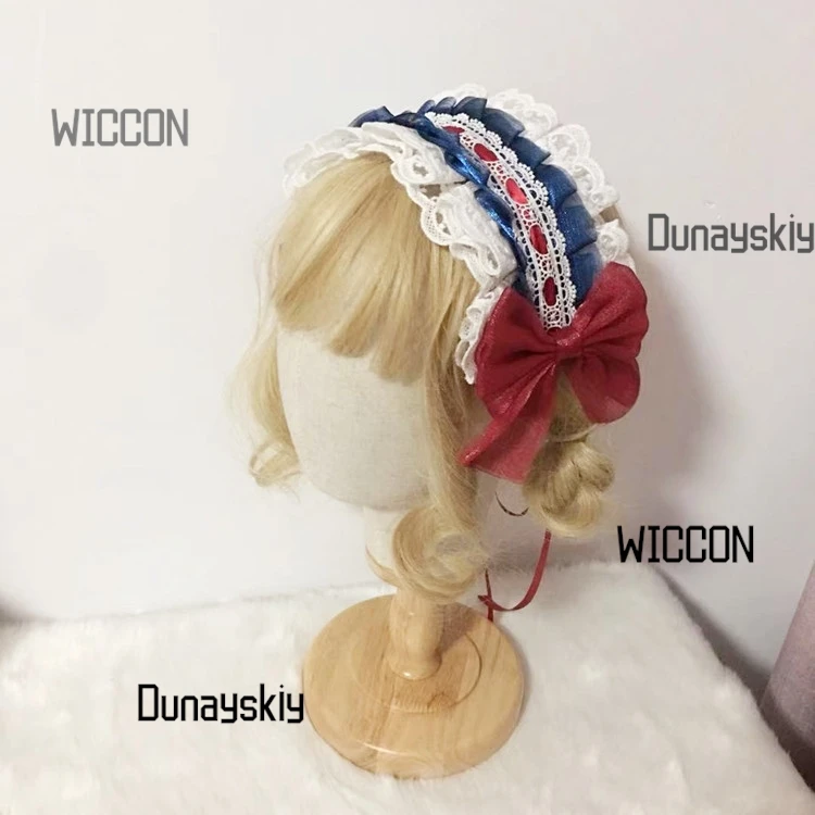 سنو وايت لوليتا بونيه الحلو شبكة قبعة مسطحة مع انفصال القوس كم الأصفاد خرافة الأميرة خوذة تأثيري/هالوين