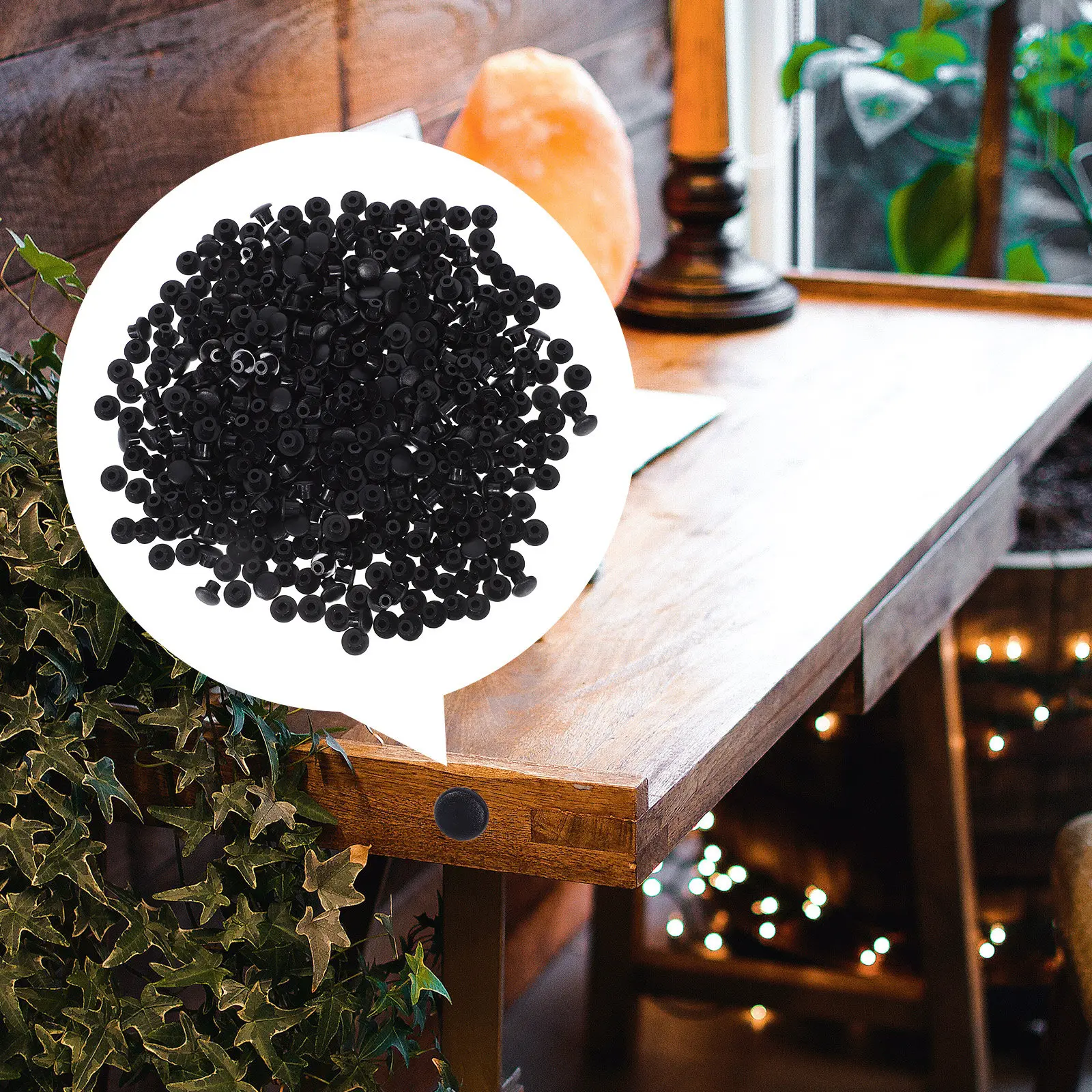 500Pcs Plastic Hole Plug Covers Round Screw Caps Panel Hole Plugs Furniture Cabinet Closet Cupboard Shelf Black view 2