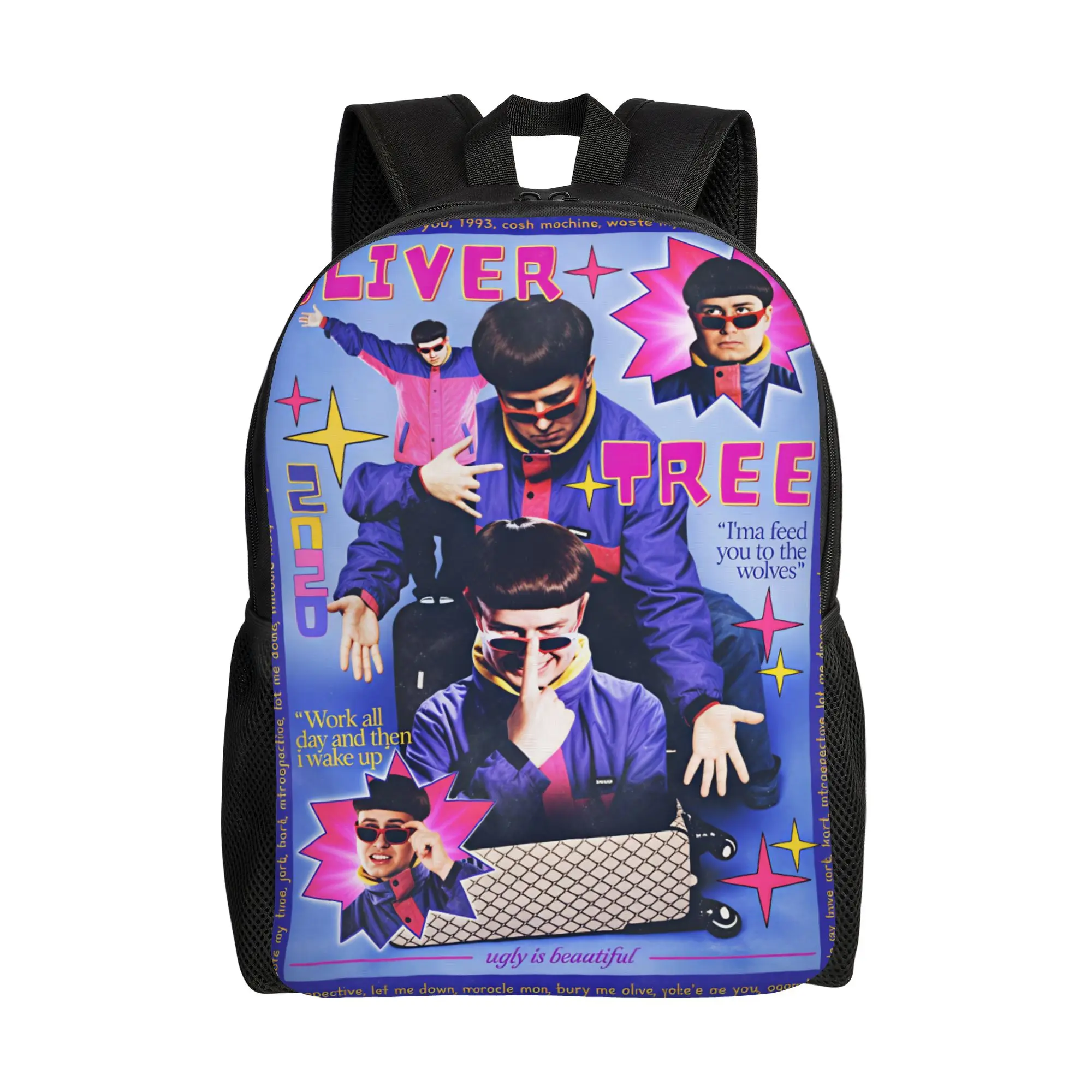 oliver tree life goes on Backpack  Boy Polyester Cycling Backpacks Pattern Modern High School Bags Rucksack