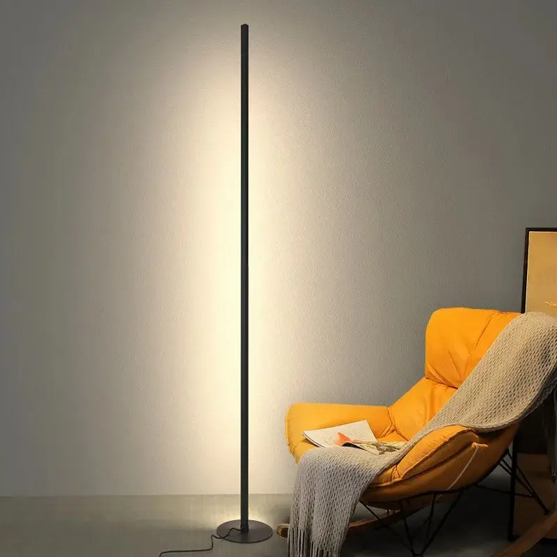 

Minimalist Cylindrical Long Line LED Floor Lamp Remote Control Standing Light for Living Room Bedroom Study