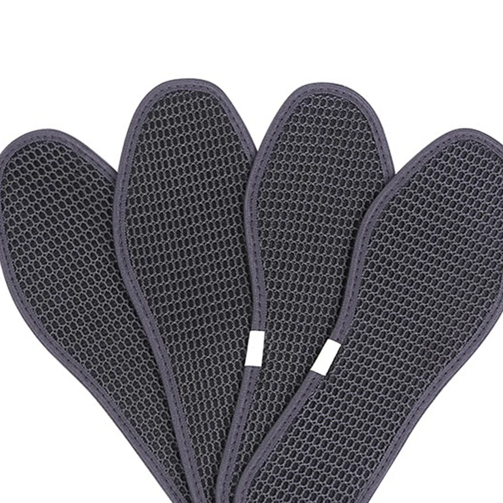 Plantillas de carbón de bambú para zapatos, plantillas de malla, absorbentes de sudor, antiolor, almohadillas para zapatos, deportes, correr, negro, 2 pares