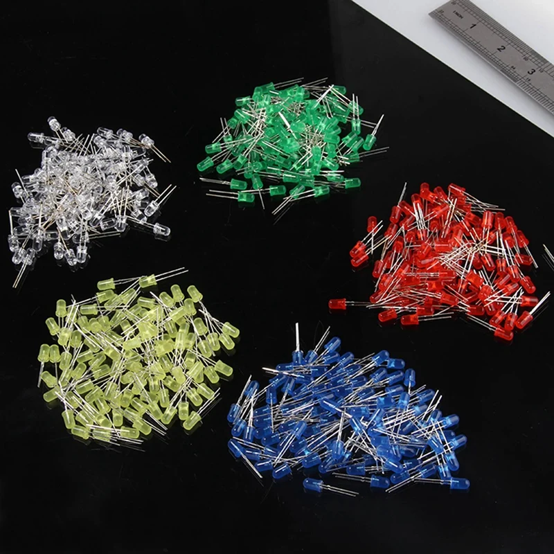 JFBL Hot 500PCS Boxed 5Mm LED Lamp Beads Light-Emitting Diode Boxed Transistors Five Specifications Each With 100 Pcs