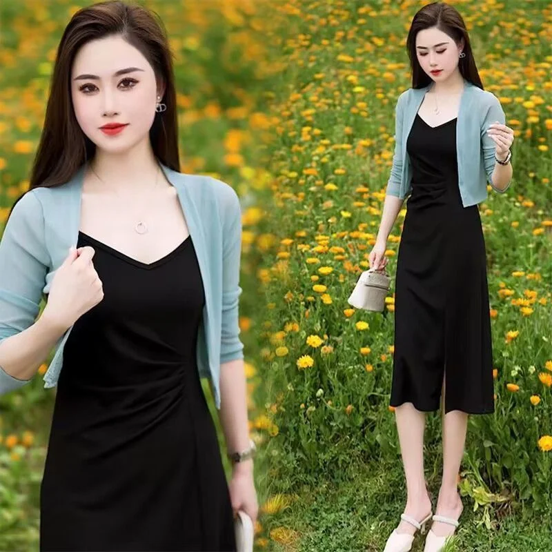 Nuovo 2025 Cappotto con scialle da donna Moda estiva Chiffon di seta ghiacciata Protezione solare Giacca corta dimagrante Top Cardigan Capispalla