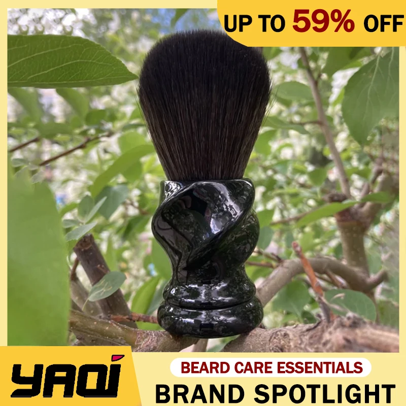 

Yaqi TWIST 24MM Synthetic Hair Black Resin Handle Men Wet Shaving Brush For Portable Home And Travel Male Grooming Care Tool