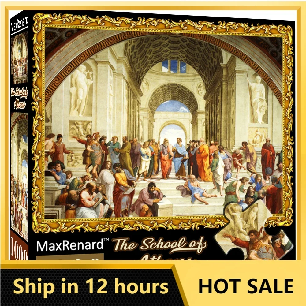 

MaxRenard 68*49cm Jigsaw Puzzle 1000 Pieces Famous Art Oil Painting The School of Athens Raphael Old Master Series Toy for Adult