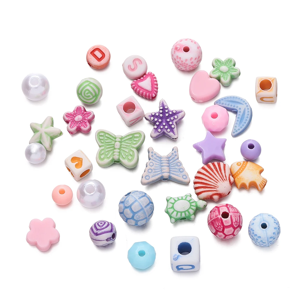 780pcs/Box Mix Acrylic Spacer Beads with Imitation Pearl Beads Girls DIY Bead Set for Friendship Bracelet Jewelry Making Kits