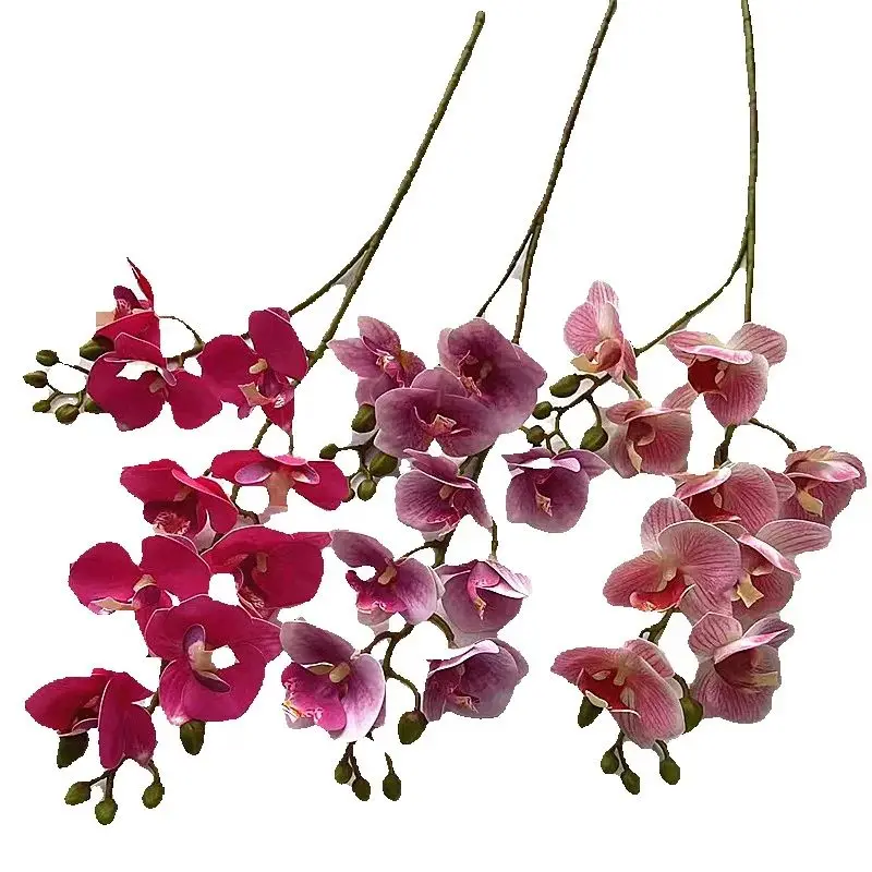 10 pieces Latex Butterfly Orchid Flower 9 Heads Real Touch Artificial Mini Two Forks Phalaenopsis