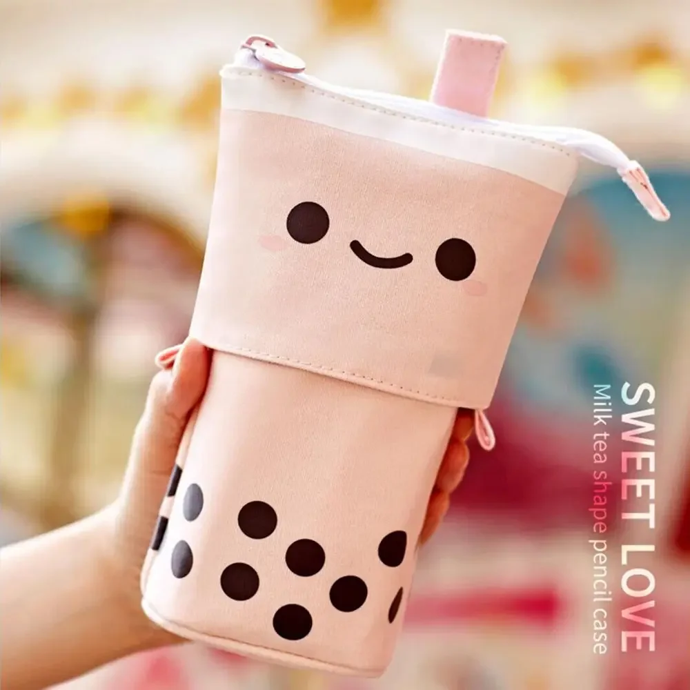 

Милый карандаш Boba Milktea, выдвижной холщовый держатель для ручек, школьные принадлежности, телескопическая сумка для ручек, чехол для макияжа